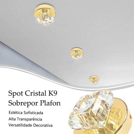 Imagem de 4 Plafon Spot Cristal Sobrepor Dourado Polido Banheiro Bet46