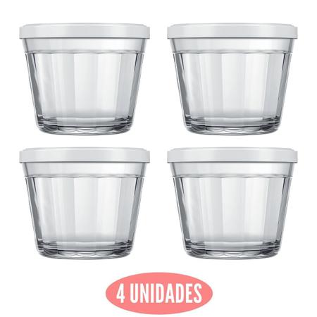 Imagem de 4 Potes Americano 150ml Vidro Potinhos P Tempero e Papinhas