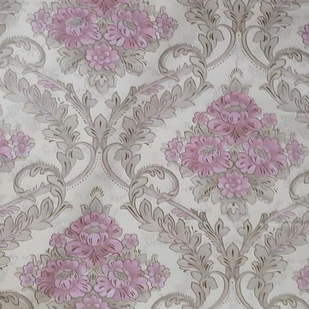 Imagem de 4 Rolos de papel de parede lavável floral rosa fundo bege