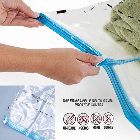4 Saco Plástico para Embalagem à Vácuo Roupas Viagem Edredom