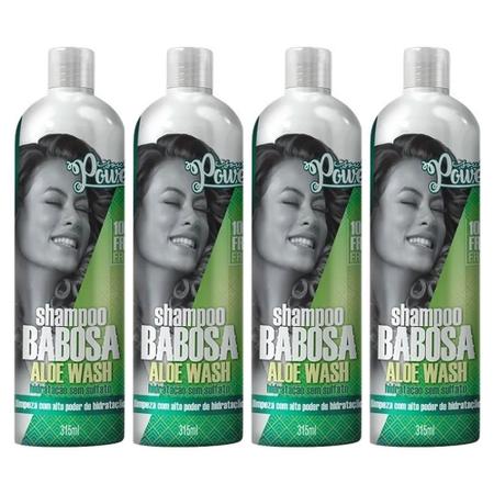 Imagem de 4 Shampoos Hidratantes Soul Power Babosa Aloe Wash 315ml