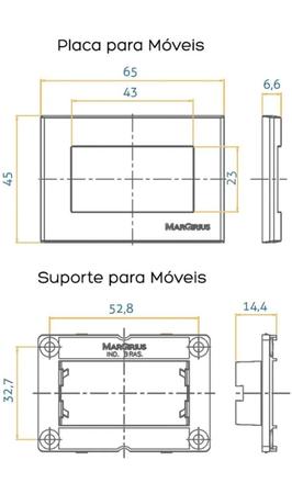 Imagem de 4 Tomada Para Móvel Branca + 2 Tomada Preta 3 Pinos 10a Embutir Painel Margirius