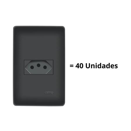 40 Tomada Preta 2P+T 10A 250V Com Placa Habitat Black - Fame Imagem de 40 Tomada Preta 2P+T 10A 250V Com Placa Habitat Black - Fame