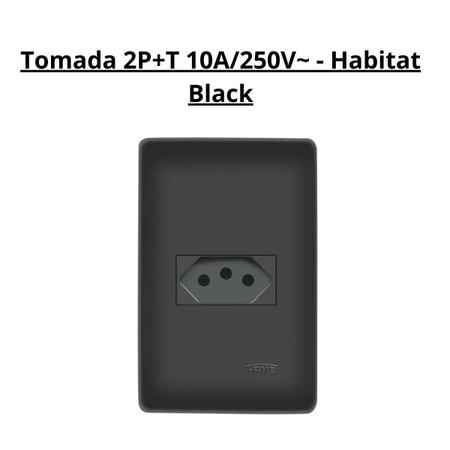 40 Tomada Preta 2P+T 10A 250V Com Placa Habitat Black - Fame Imagem de 40 Tomada Preta 2P+T 10A 250V Com Placa Habitat Black - Fame