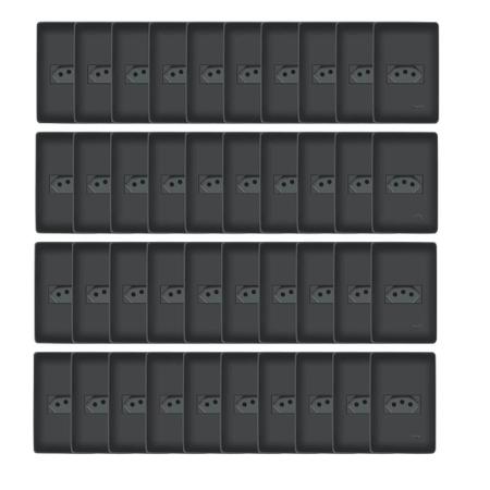 40 Tomada Preta 2P+T 10A 250V Com Placa Habitat Black - Fame Imagem de 40 Tomada Preta 2P+T 10A 250V Com Placa Habitat Black - Fame