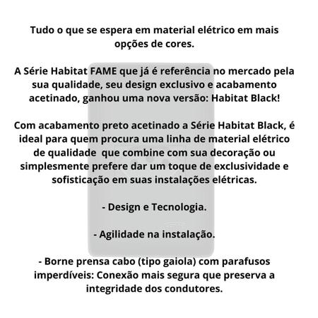 40 Tomada Preta 2P+T 10A 250V Com Placa Habitat Black - Fame Imagem de 40 Tomada Preta 2P+T 10A 250V Com Placa Habitat Black - Fame