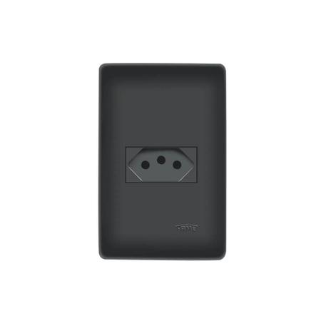 40 Tomada Preta 2P+T 10A 250V Com Placa Habitat Black - Fame Imagem de 40 Tomada Preta 2P+T 10A 250V Com Placa Habitat Black - Fame