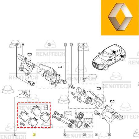 Imagem de 440605713r - pastilha de freio traseiro (modelo grande) - sandero ii / fluence