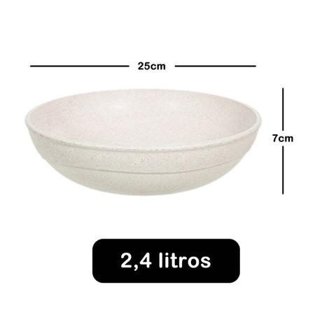 4un Saladeira redonda 25cm Tigela 2,4 Litros Bege - Evo Imagem de 4un Saladeira redonda 25cm Tigela 2,4 Litros Bege