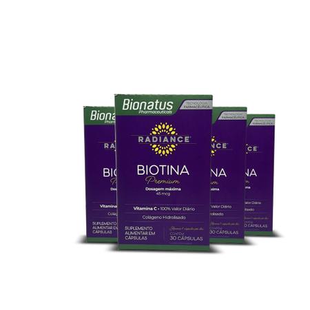 4x biotina radiance+colágeno hidrolisado 30caps bionatus Imagem de 4x biotina radiance+colágeno hidrolisado 30caps bionatus