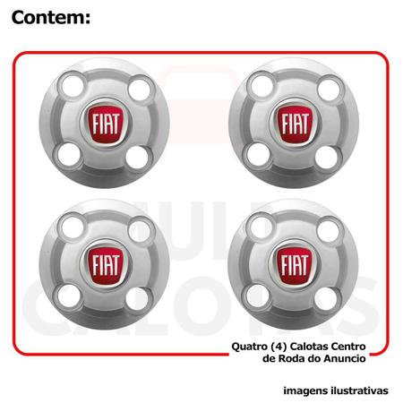 Imagem de 4x Calota Centro Roda Ferro Fiat Siena 2009 a 2016 Prata