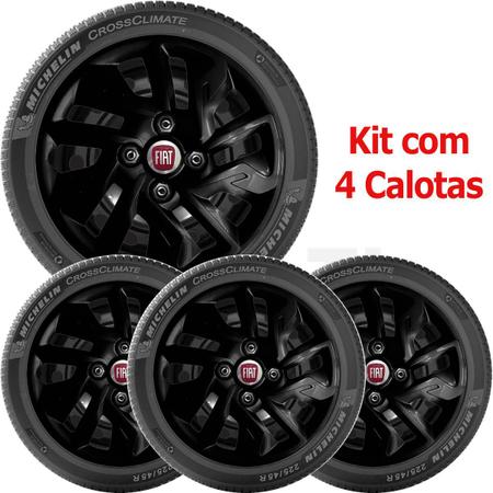 Imagem de 4x Calota Fiat Argo Uno Aro 14 Preto Emblema Original 292cb