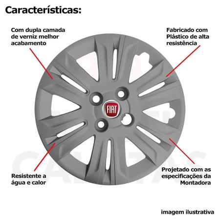 Imagem de 4X Calota Fiat Doblo Strada Aro 14 Grafite Cubo Alto 209Ca