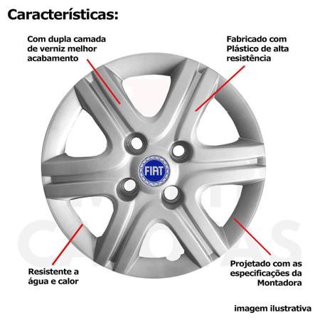 Imagem de 4X Calota Fiat Palio Mille Fire Aro 13 Com Emblema 080Cb