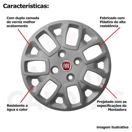 Imagem de 4X Calota Fiat Palio Novo Uno Siena Aro 14 Grafite 157Cb