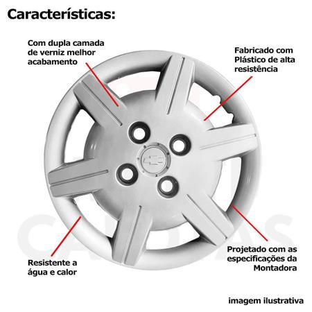 Imagem de 4X Calota Gm Corsa Classic Aro 13 Com Emblema Original 069Cb