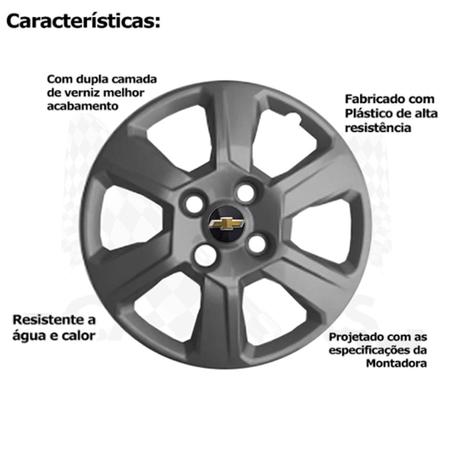 Imagem de 4x Calota Gm Montana Corsa Prisma Aro 15 grafite 084gr