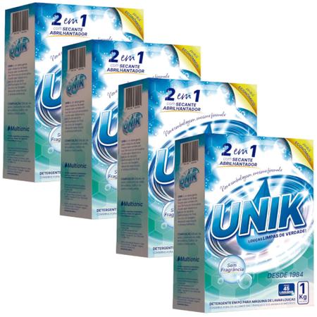 Imagem de 4x Detergente Para Maquina de Lavar Louça Unik 1kg com Secante e Abrilhantador