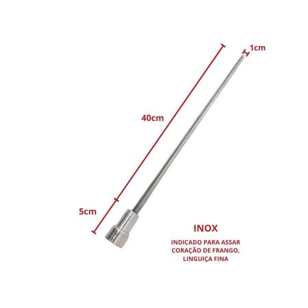 Imagem de 4x Espetos Espada/Coração De Inox Lâmina 40cm Para Churrasco