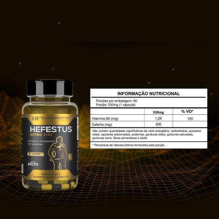 Imagem de 4x HEFESTUS NITRO FIRE FAT BURNING 60CPS 530MG HF SUPLEMENTS