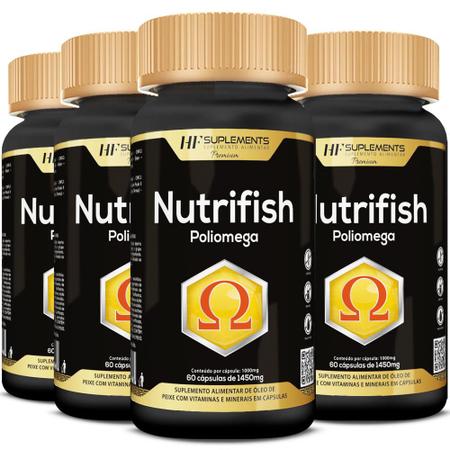 4x nutrifish poliomega 60caps 1450mg hf suplements Imagem de 4x nutrifish poliomega 60caps 1450mg hf suplements