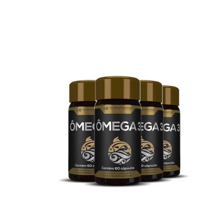 4x omega 3 puro 1400mg 60caps hf suplements - HF SUPLEMENTOS Imagem de 4x omega 3 puro 1400mg 60caps hf suplements