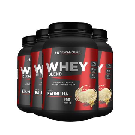 Imagem de 4x whey protein de baunilha 900g hf suplements