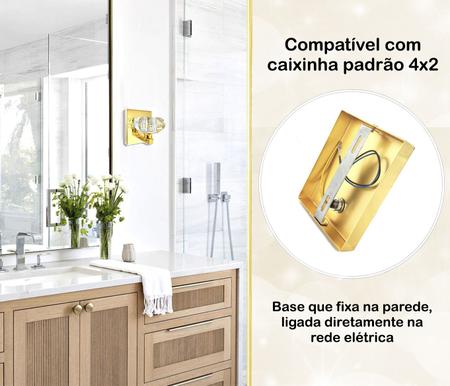 Imagem de 5 Arandela Dourada De Cristal K9 Quarto Cindy Bet40 + Led