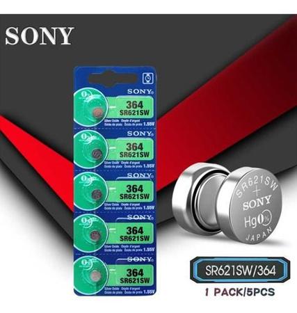 Imagem de 5 Baterias Sony 364 Sr621 Orig. Ag1 Lr620 Lr621 Lr60 Relógio