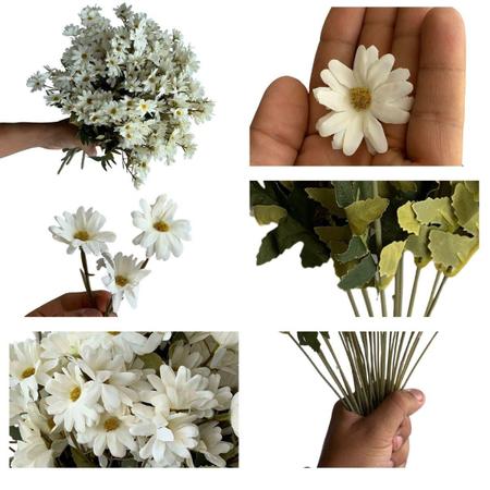 Imagem de 5 Buquês Flor do Campo Flores Artificiais para Decoração Lindas Prontas para Uso Duráveis