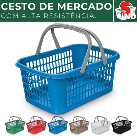 Imagem de 5 Cesta Cestinha Plástica Supermercado Mercado Reforçado 9 L