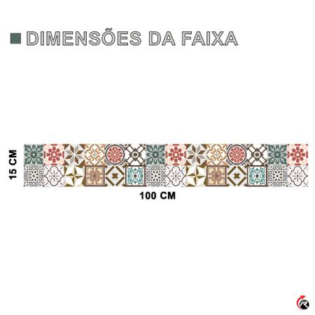 Imagem de 5 Faixa Decorativa Pia Cozinha Azulejo Português Bege Marrom 100X15cm