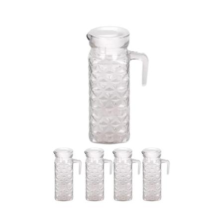 Imagem de 5 Jarras De Vidro 1 Litro Diamante Transparente Suco Água