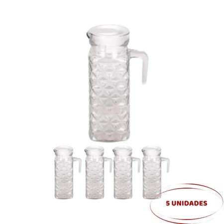 Imagem de 5 Jarras De Vidro 1 Litro Diamante Transparente Suco Água