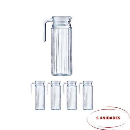 Imagem de 5 Jarras De Vidro 1 Litro Suiça Transparente Suco Água