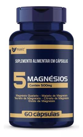 Imagem de 5 Magnesio 120 cápsulas 500mg  2 frascos 60 cápsulas