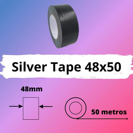 Imagem de 5 Rolos de Fita Adesiva Silver Tape Multiuso 48mmX50m-Preta