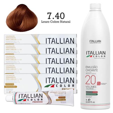 Imagem de 5 Un Coloração 7.40 Louro Cobre Natural Itallian Color + Oxi 20 1l