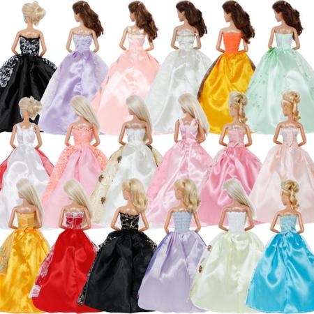 Kit de Roupas Para Bonecas 5 Vestidos Longos + 5 Conjuntos Casuais -  Compatível com Barbie e Frozen - Sheilinha Confecção - Roupa de Boneca -  Magazine Luiza