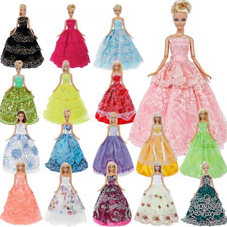 Kit com 5 Vestidos de Festa Para Bonecas - Compatível com a Marca Barbie -  Brinquedo Roupa Boneca