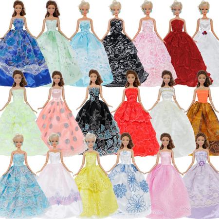 Kit de Roupas Para Bonecas 5 Vestidos Longos + 5 Conjuntos Casuais -  Compatível com Barbie e Frozen - Sheilinha Confecção - Roupa de Boneca -  Magazine Luiza