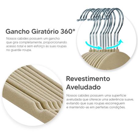 50 Cabides De Veludo Slim Ultra Finos Antideslizante Bege - Holtter Home  Design - Cabide de Roupa - Magazine Luiza