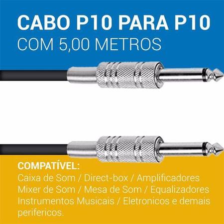 Imagem de 50 Cabos P10 X P10 Blindado Profissional 5mt Instrumento Musical