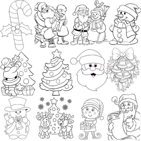 50 Desenhos para colorir De Natal Papai Noel - em folha A4