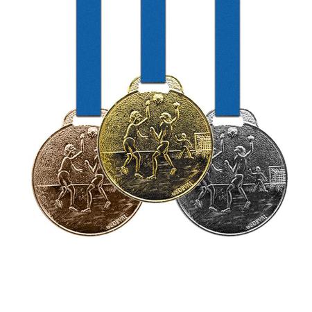 Imagem de 50 Medalhas Handebol Metal 35mm Ouro Prata Bronze