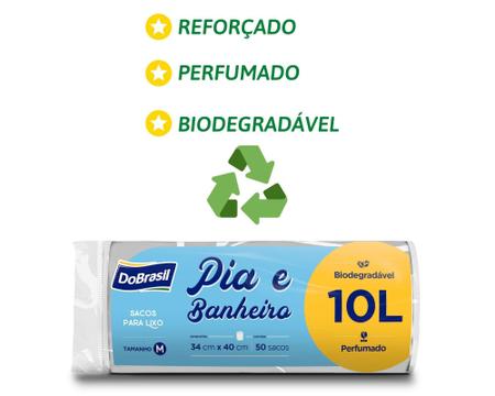 Imagem de 50 Saco De Lixo Perfumado Pia E Banheiro 10 Litros Branco