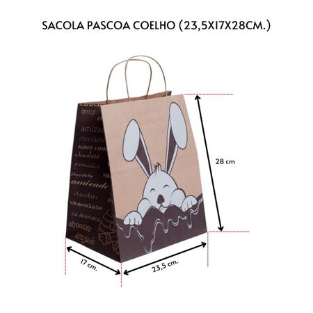 Imagem de 50 Sacolas Páscoa Presente Chocolate Coelho (23,5x17x28)