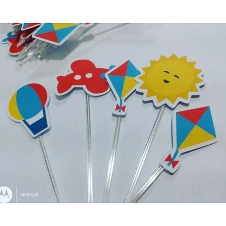 Imagem de 50 topper tag plaquinha para doces festa aniversário comemoração pipa balão avião