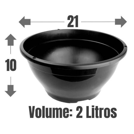 Imagem de 50 Vasos plástico para plantas e flores Cuia 21 volume 2 Litros Cor Preta