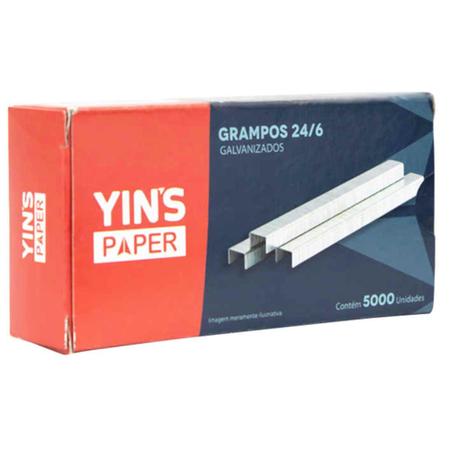 5000 Grampos Galvanizados para Grampeador 24/6 na Caixa Yins YP7169 - Yins Paper Imagem de 5000 Grampos Galvanizados para Grampeador 24/6 na Caixa Yins YP7169 - Yins Paper
